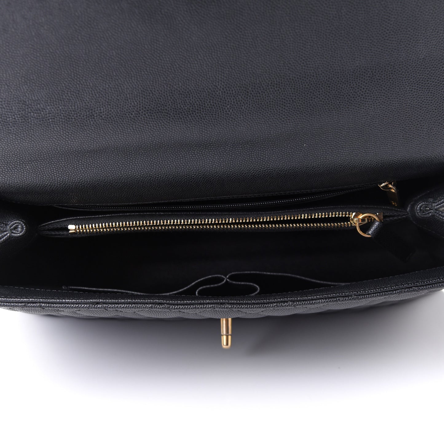 Caviar Lizard Quilted Medium Coco Handle Flap Black