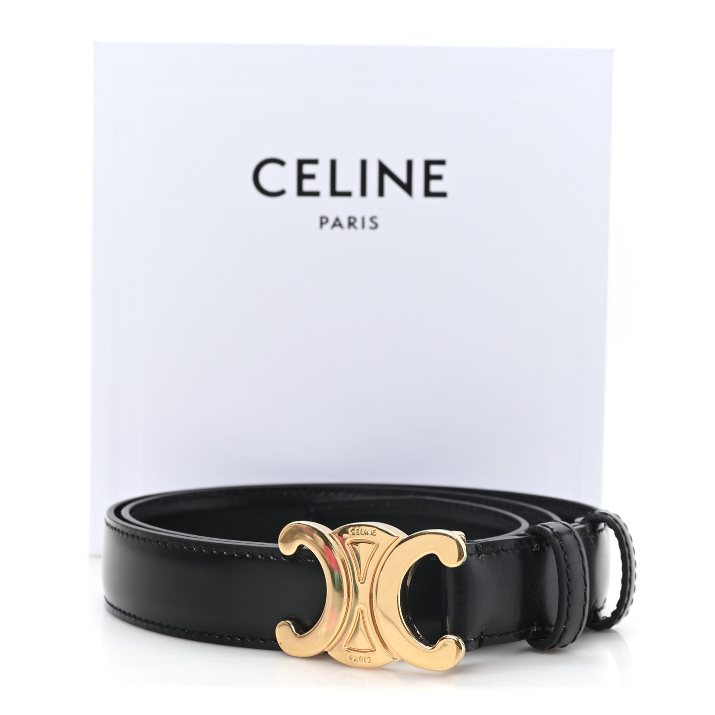 Box Calfskin Medium 25mm Triomphe Belt 80 32 Black