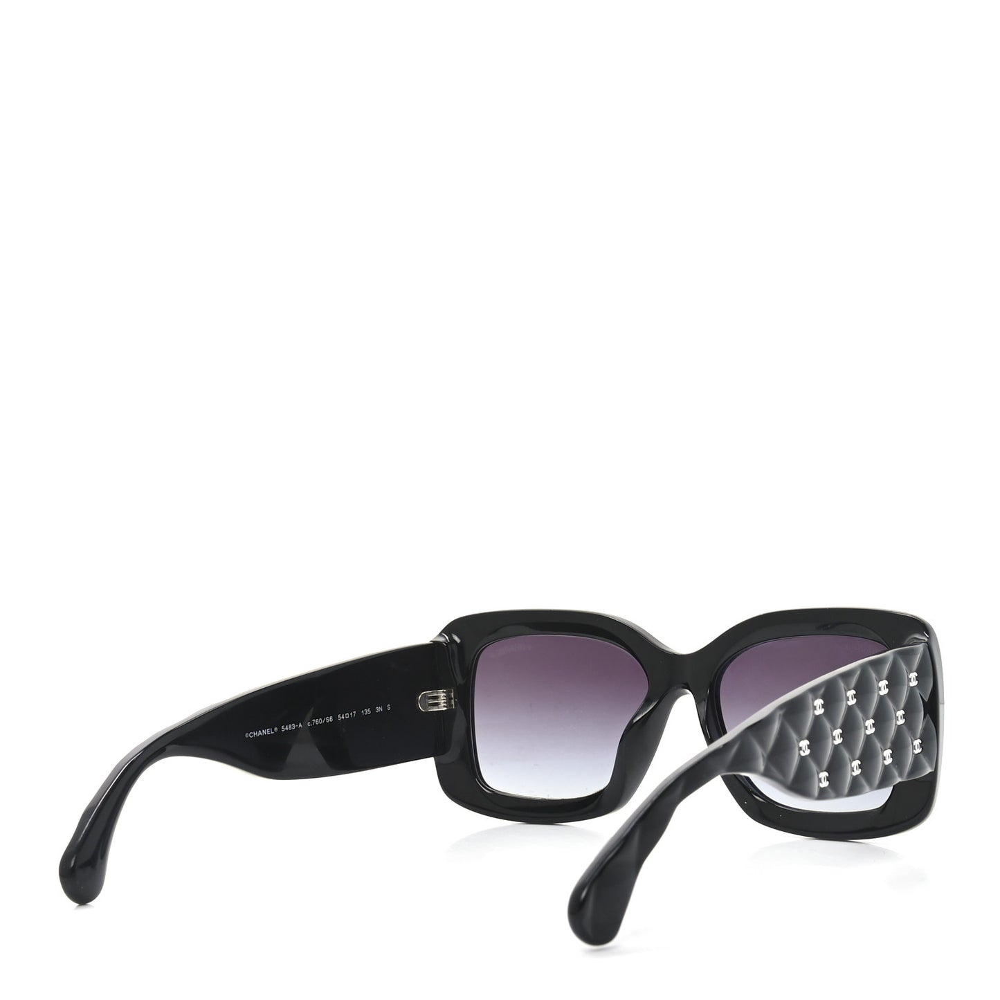 Acetate Quilted CC Rectangle Sunglasses 5483-A Black