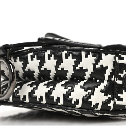 Christian Dior Calfskin Macro Houndstooth Embossed Micro Saddle Bag Black White 8 of 8