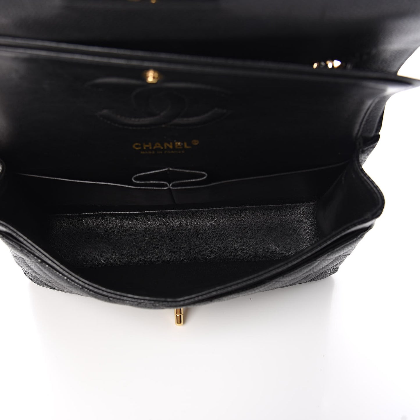 Caviar Quilted Medium Double Flap Black
