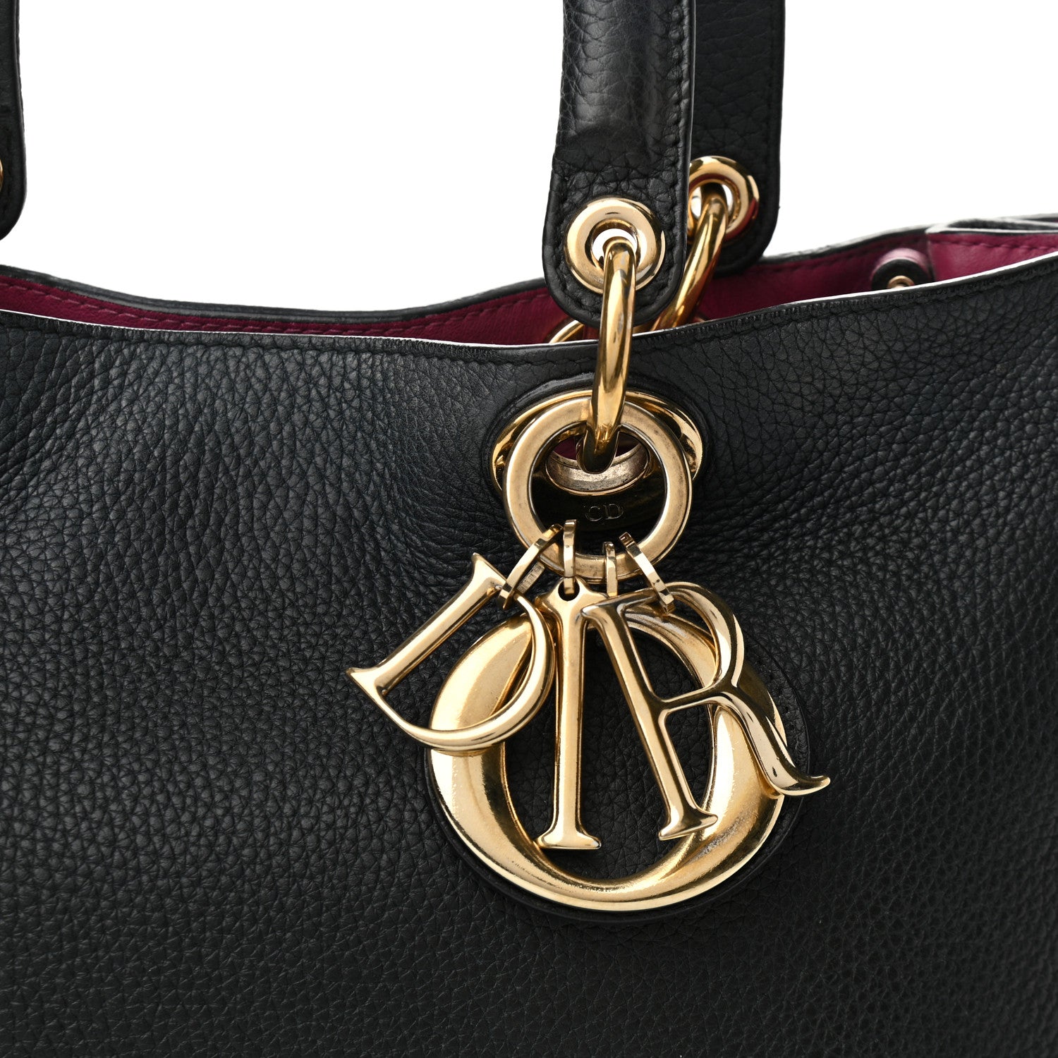 Christian Dior Bullcalf Medium Diorissimo Tote Black Rose Indien 7 of 9