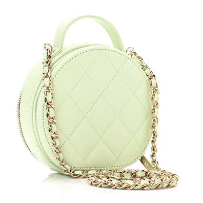 Chanel Caviar Quilted Round Handle With Care Vanity With Chain Light Green 3 of 13