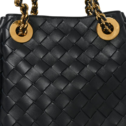 Bottega Veneta Nappa Intrecciato Small Parachute Chain Shoulder Bag Black 7 of 9