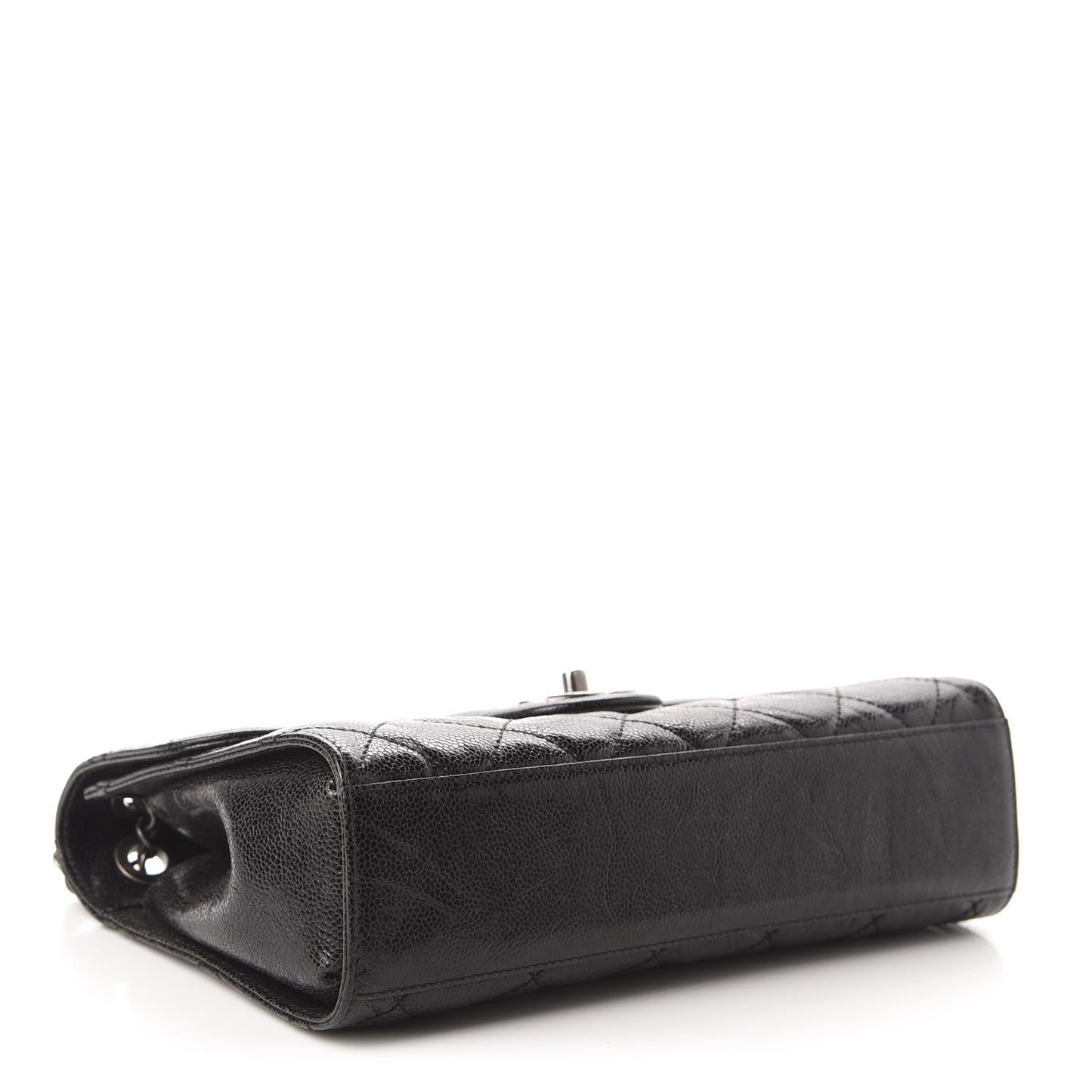 Crumpled Grained Calfskin Medium CC Crave Flap Black