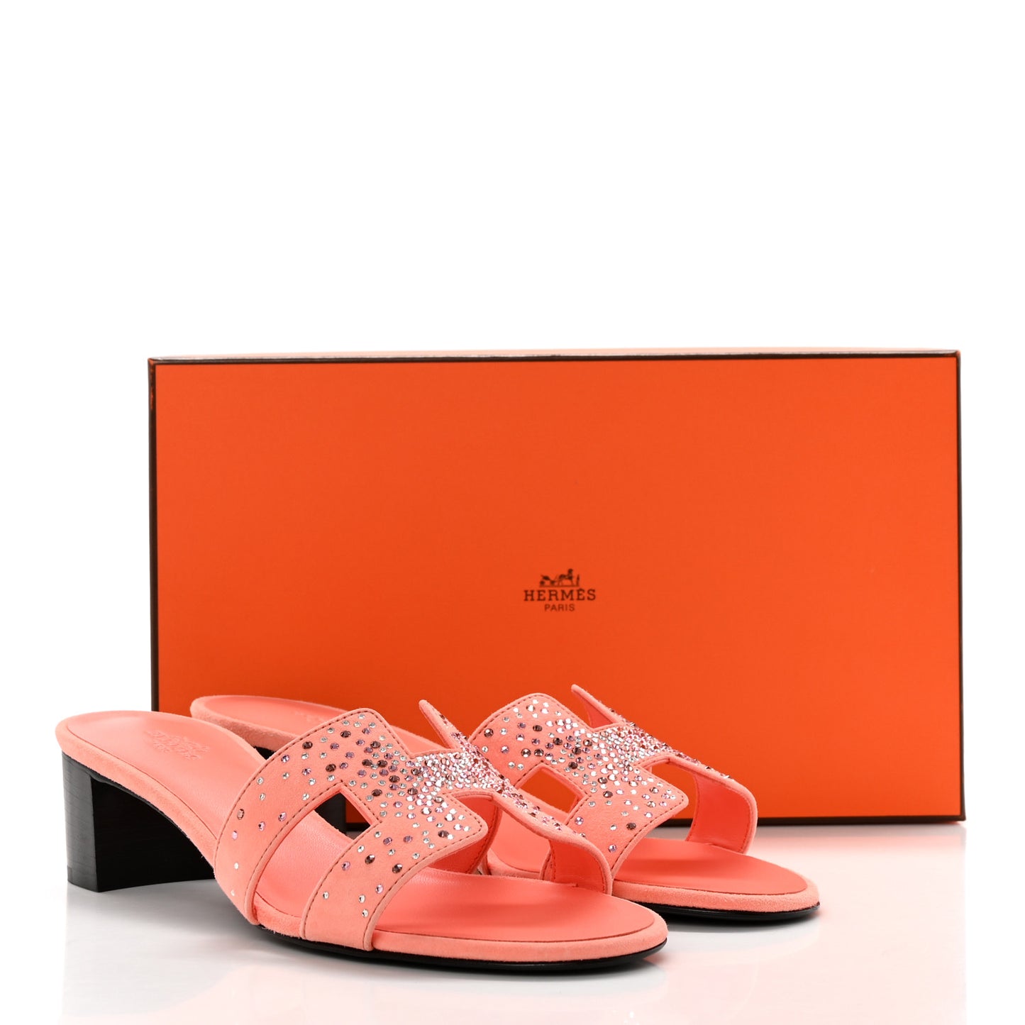 Suede Goatskin Crystal Oasis Sandals 37.5 Orange Joey