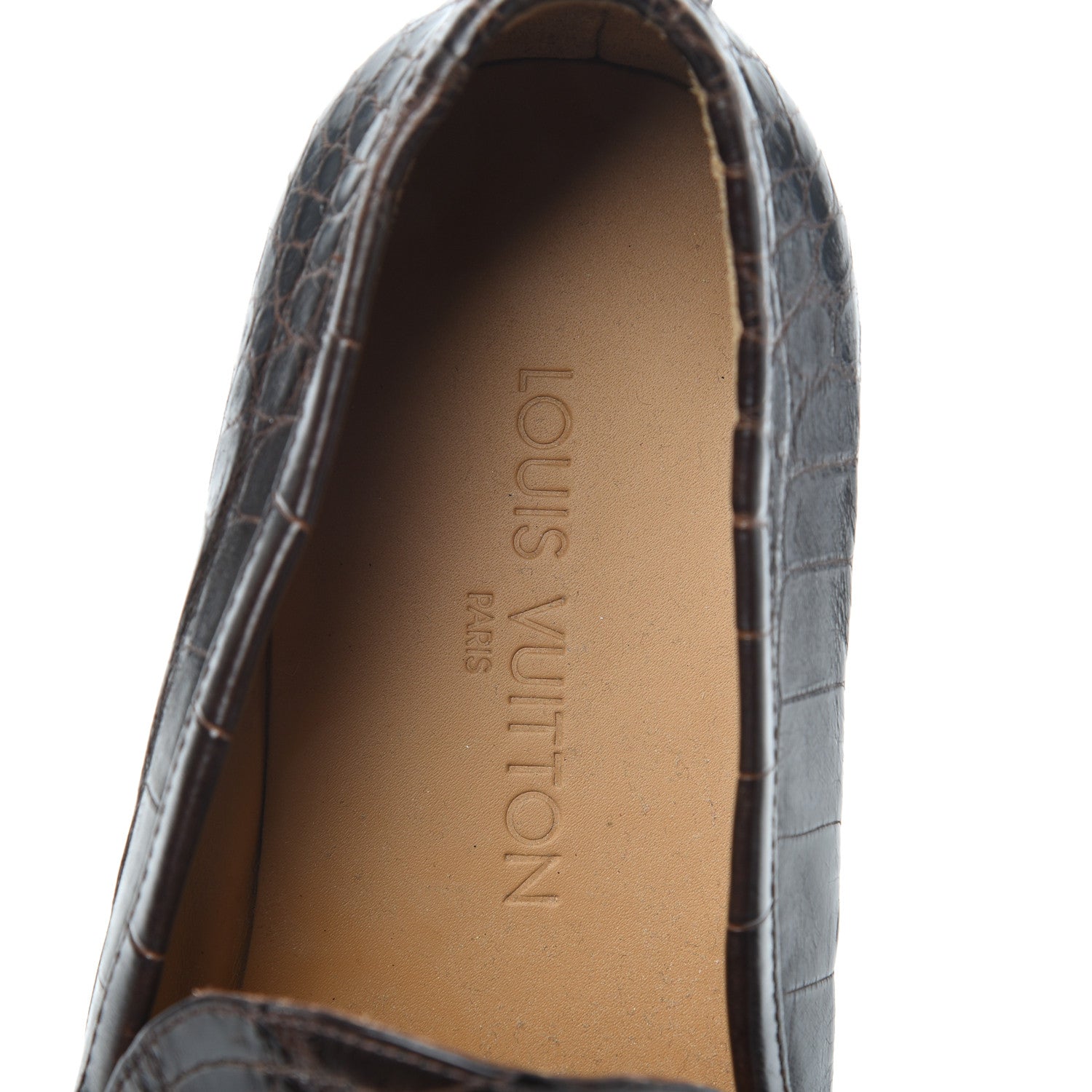 Louis Vuitton Calfskin Crocodile Embossed Mens Loafers 8 Brown 5 of 7