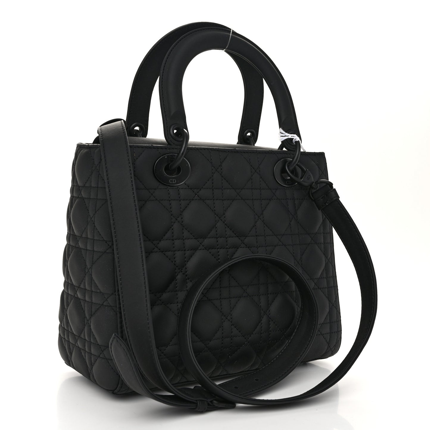 Ultra Matte Calfskin Cannage Medium Lady Dior Black