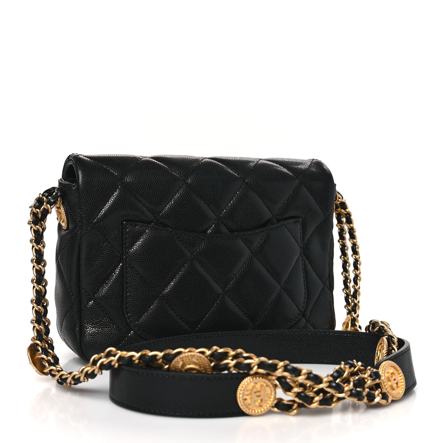 Caviar Quilted Small Twist Your Buttons Flap Black