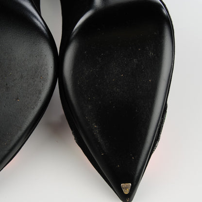 Louis Vuitton Suede Monogram Roses Pumps 38 Black 8 of 10