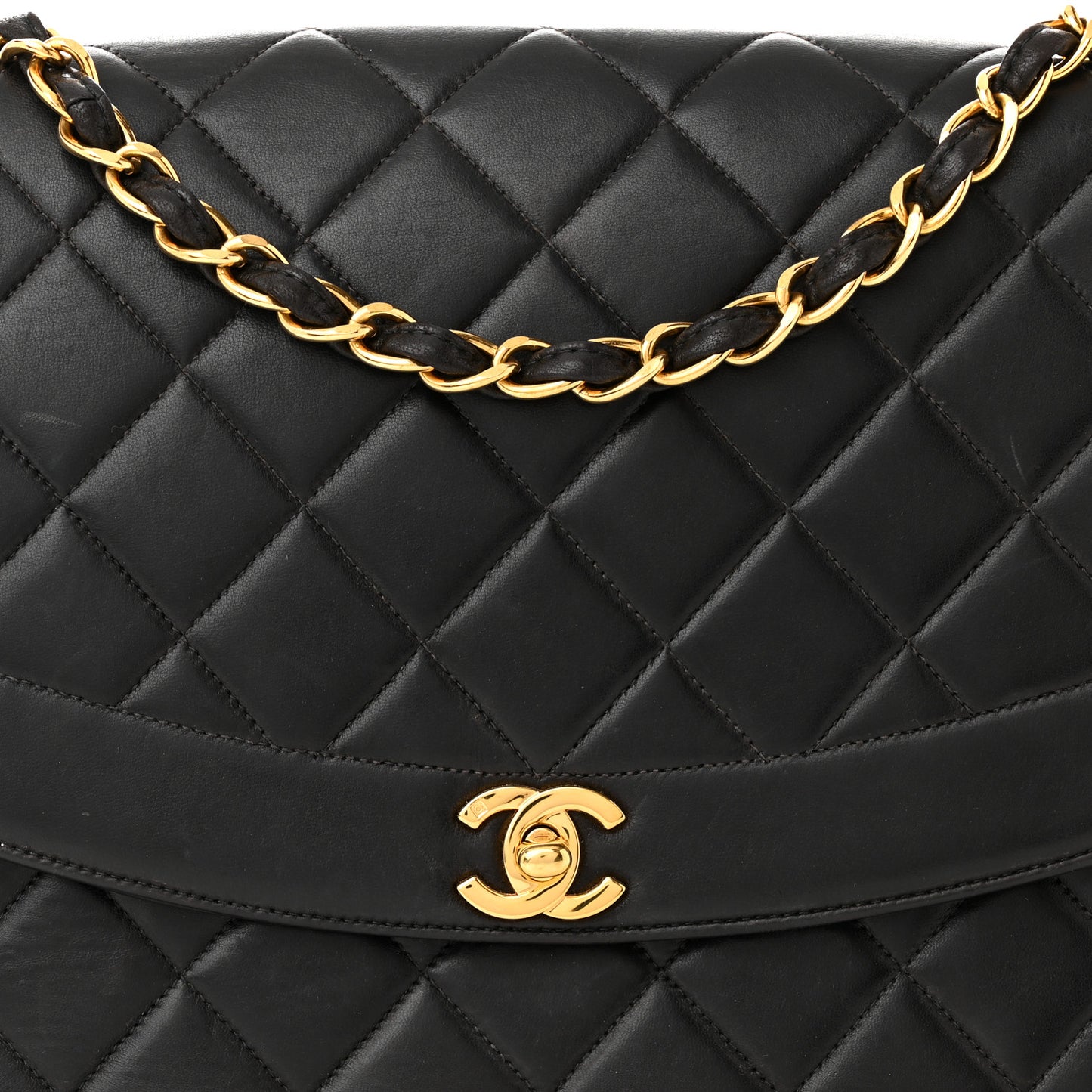 Lambskin Quilted Medium Single Flap Black