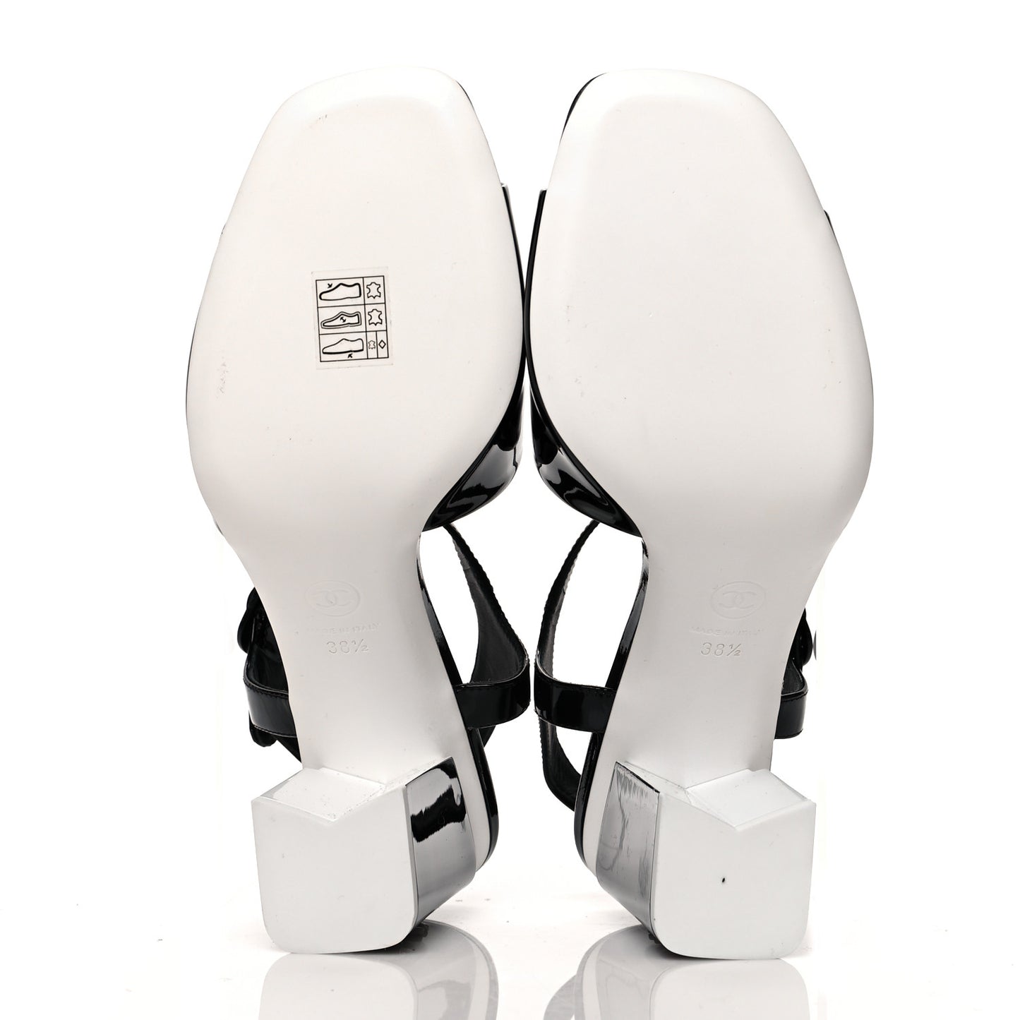 Patent Calfskin Sandal 38.5 Black White