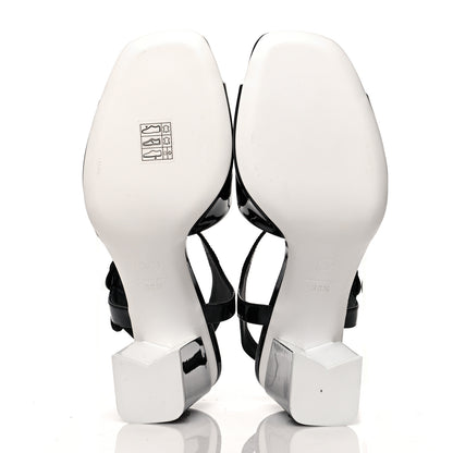Chanel Patent Calfskin Sandal 38.5 Black White 6 of 9