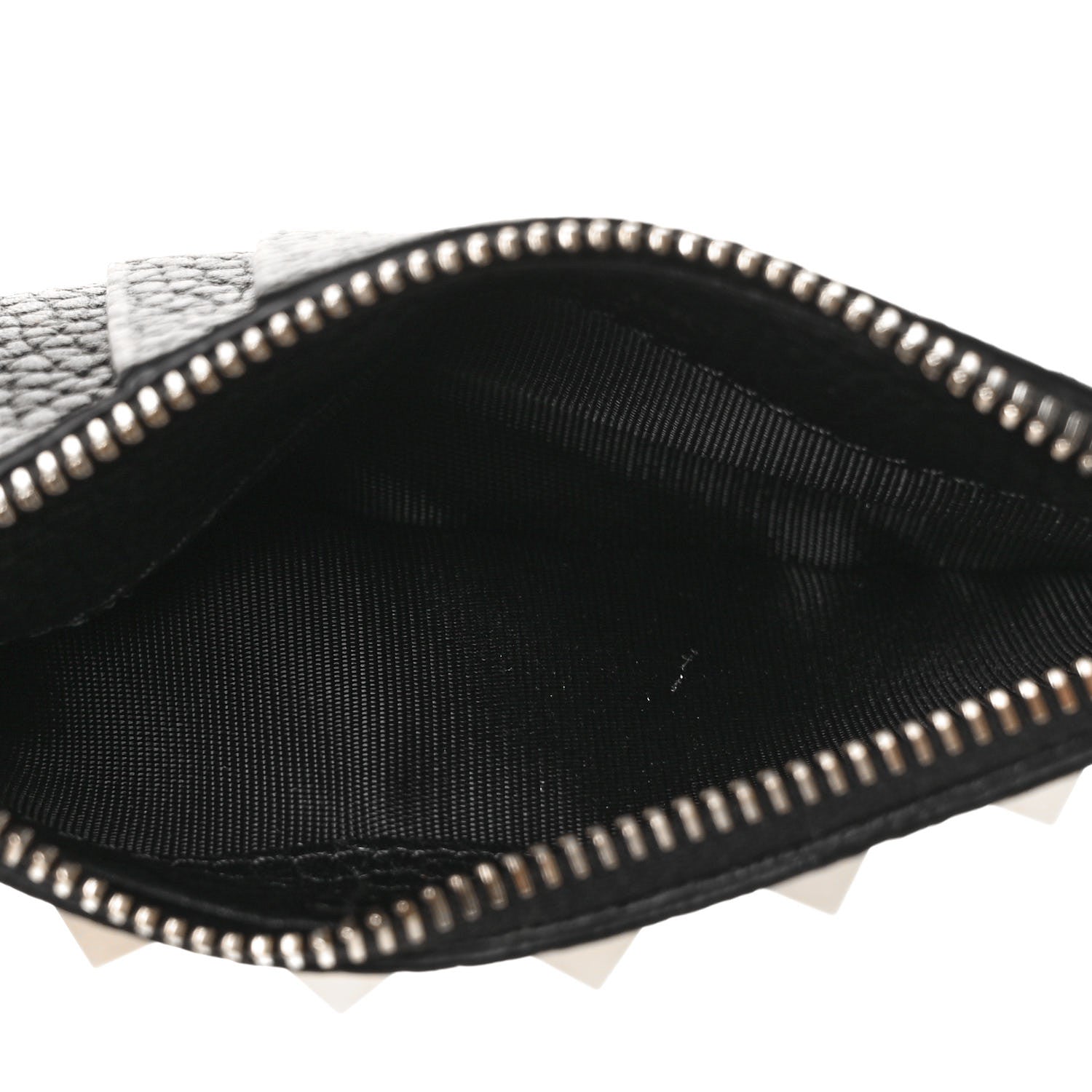 Valentino Garavani Pebbled Calfskin Rockstud Coin Case Card Holder Black 5 of 9