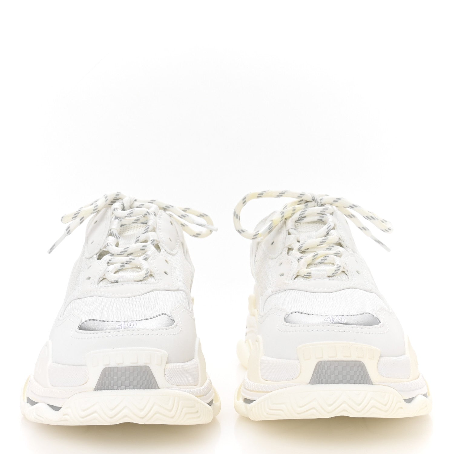 Balenciaga Fabric Mesh Bi-Color Womens Triple S Sneakers 40 White Metal Grey 4 of 7