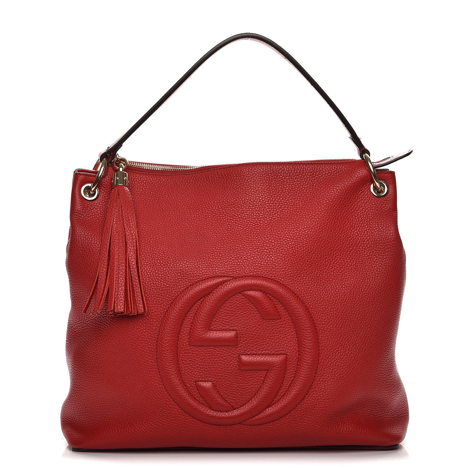 Gucci Pebbled Calfskin Large Soho Hobo Tabasco Red 1 of 12
