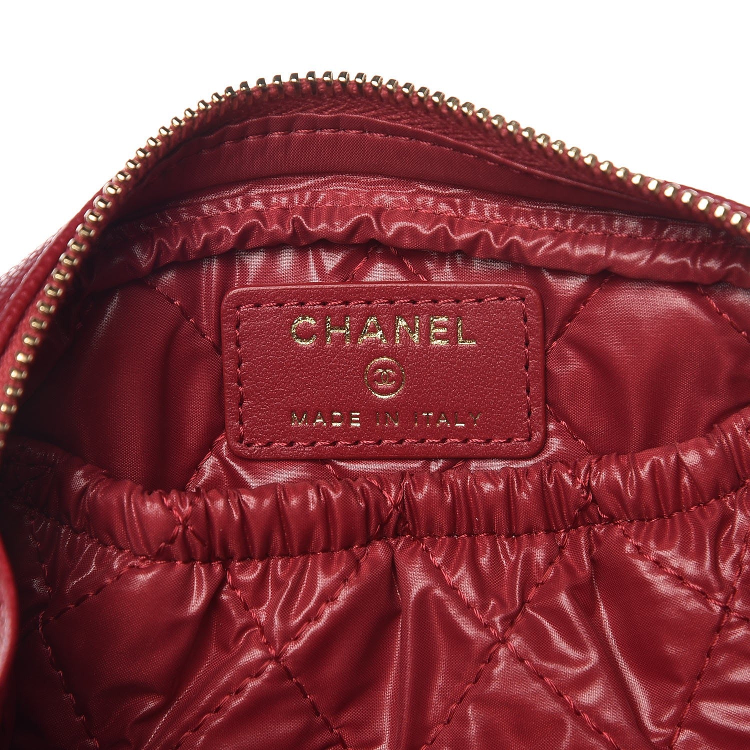 Chanel Caviar Quilted Small Curvy Pouch Cosmetic Case Dark Pink 6 of 8