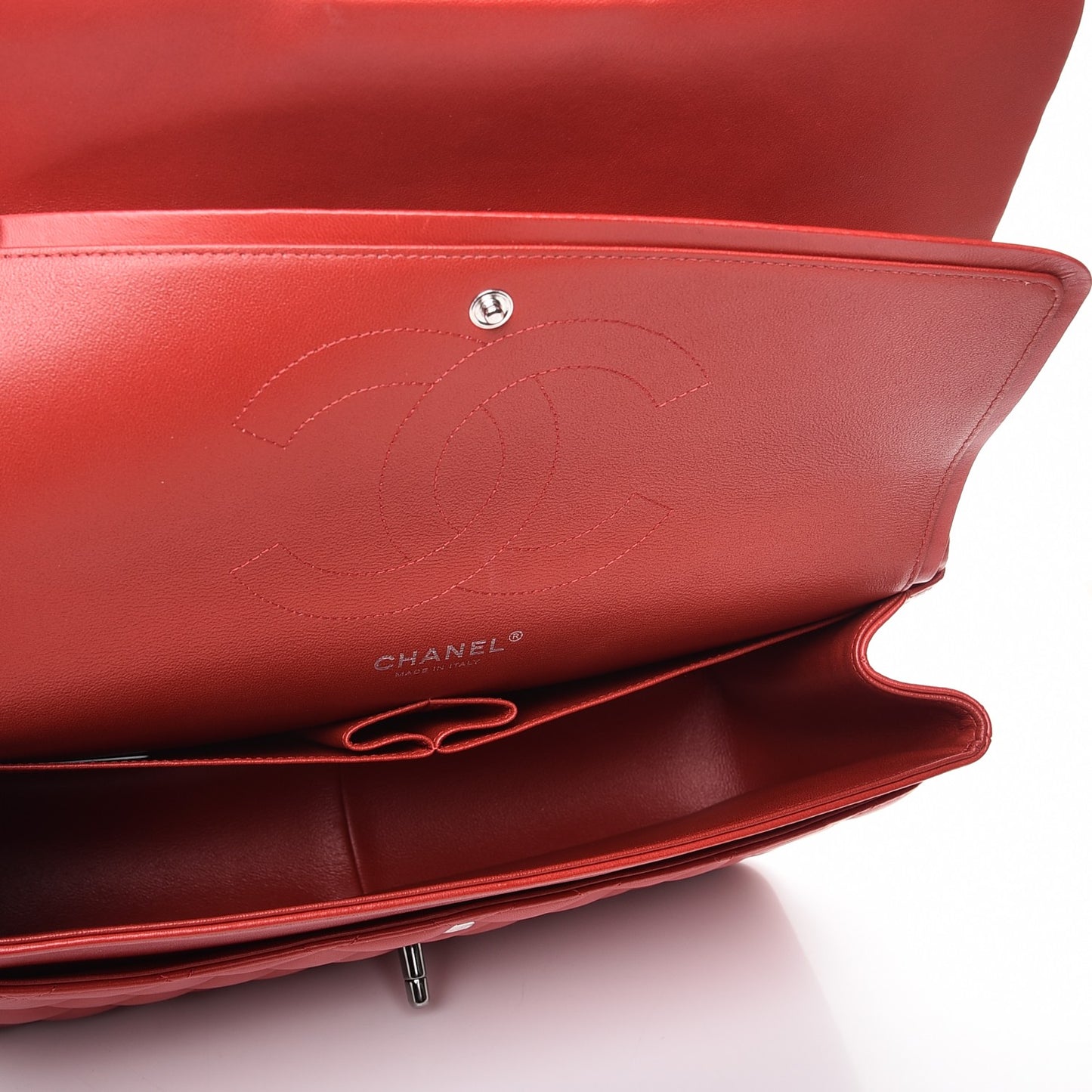 Lambskin Quilted Jumbo Double Flap Red