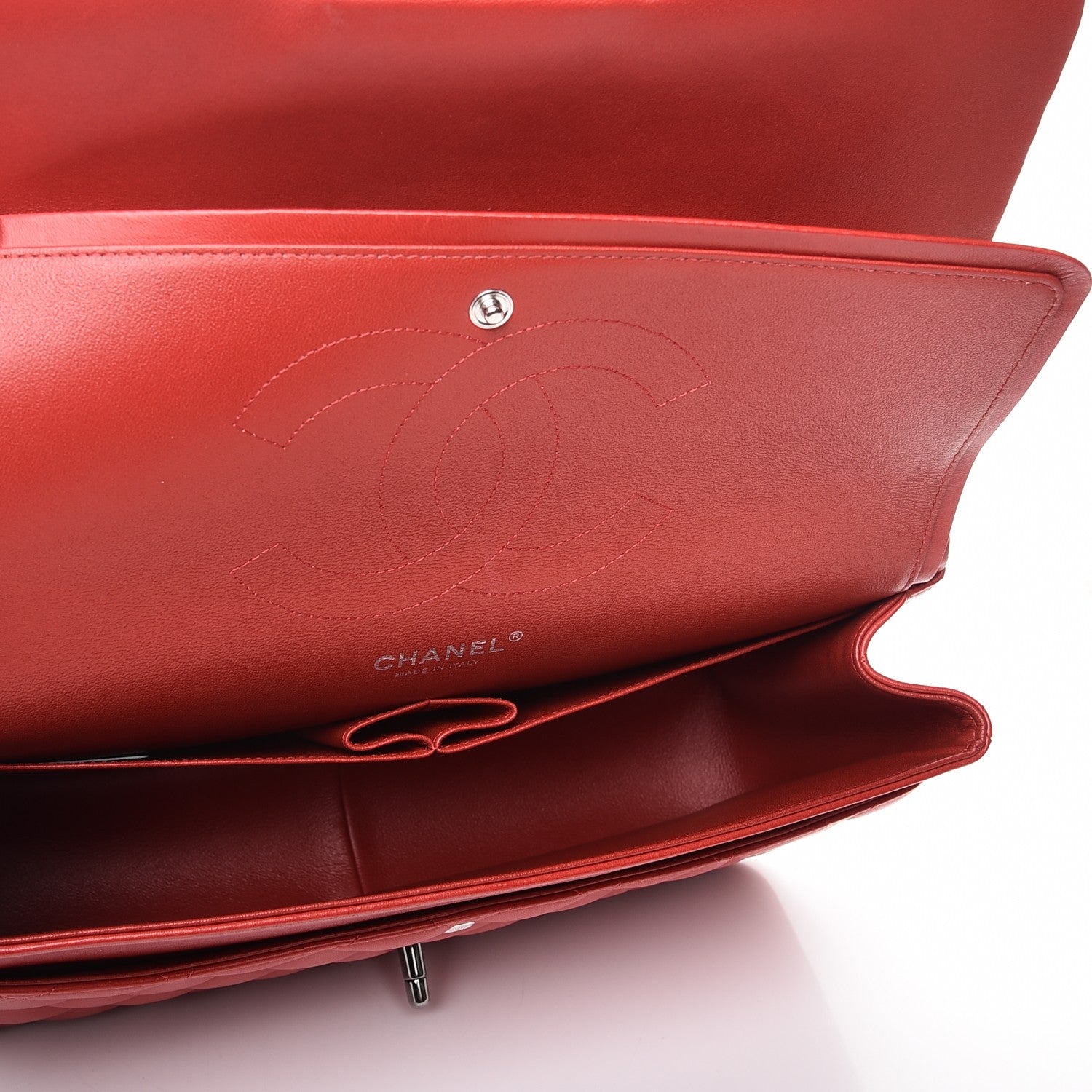 Chanel Lambskin Quilted Jumbo Double Flap Red 6 of 9