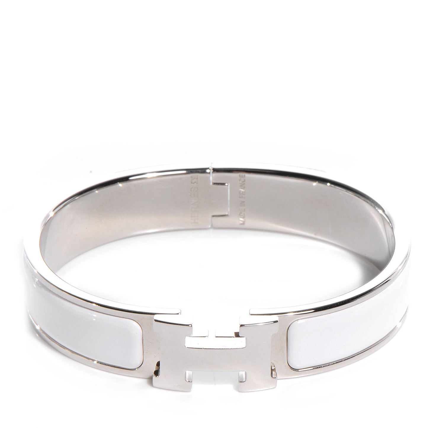 Enamel Narrow Clic Clac H Bracelet PM White
