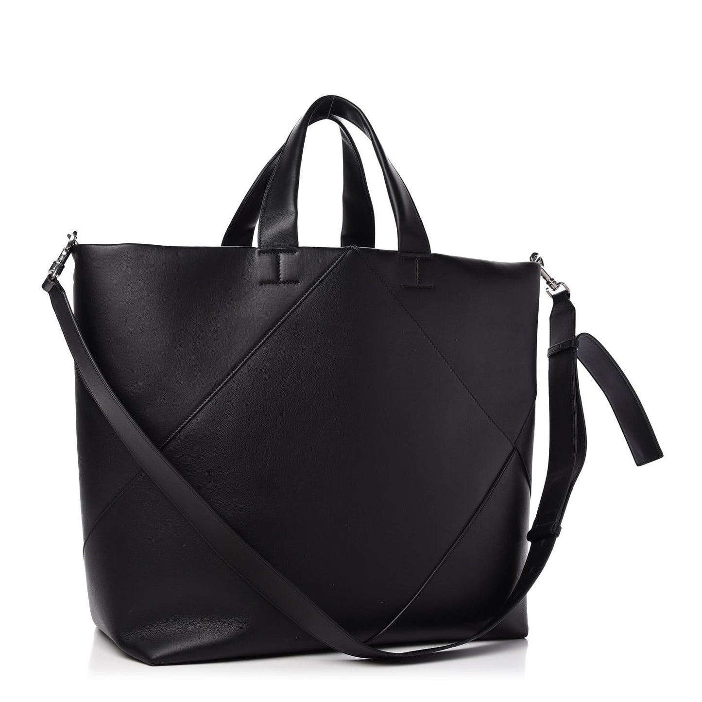 Butter Calfskin Patchwork Tote Black