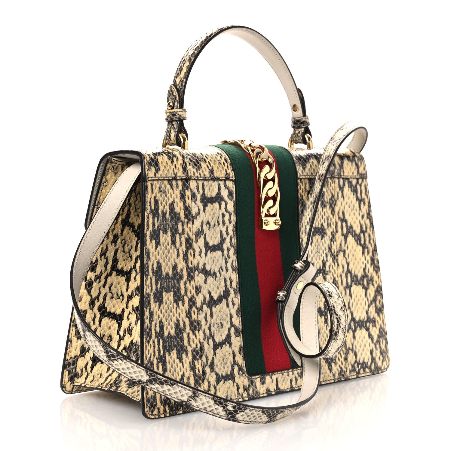 Gucci Snakeskin Medium Sylvie Top Handle Roccia 3 of 10