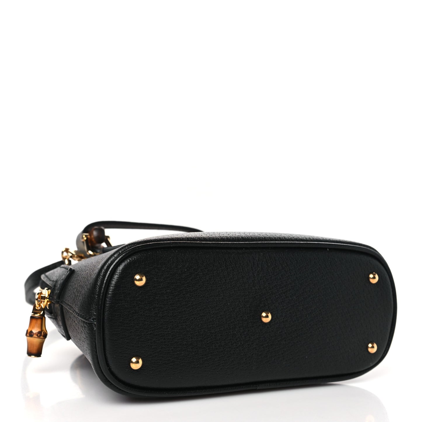 Textured Dollar Calfskin Mini Diana Dome Tote Bag Black Dusty Grey