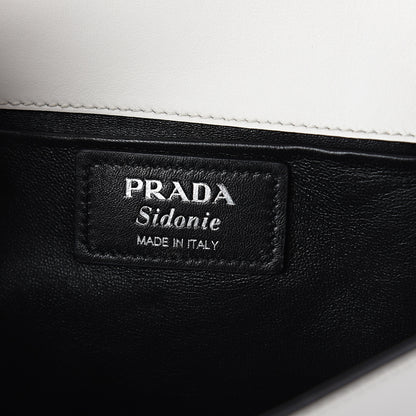 Prada City Calfskin Sidonie Shoulder Bag White Black 5 of 7