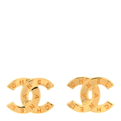 Chanel Metal CC Paris Button Stud Earrings Gold 1 of 5