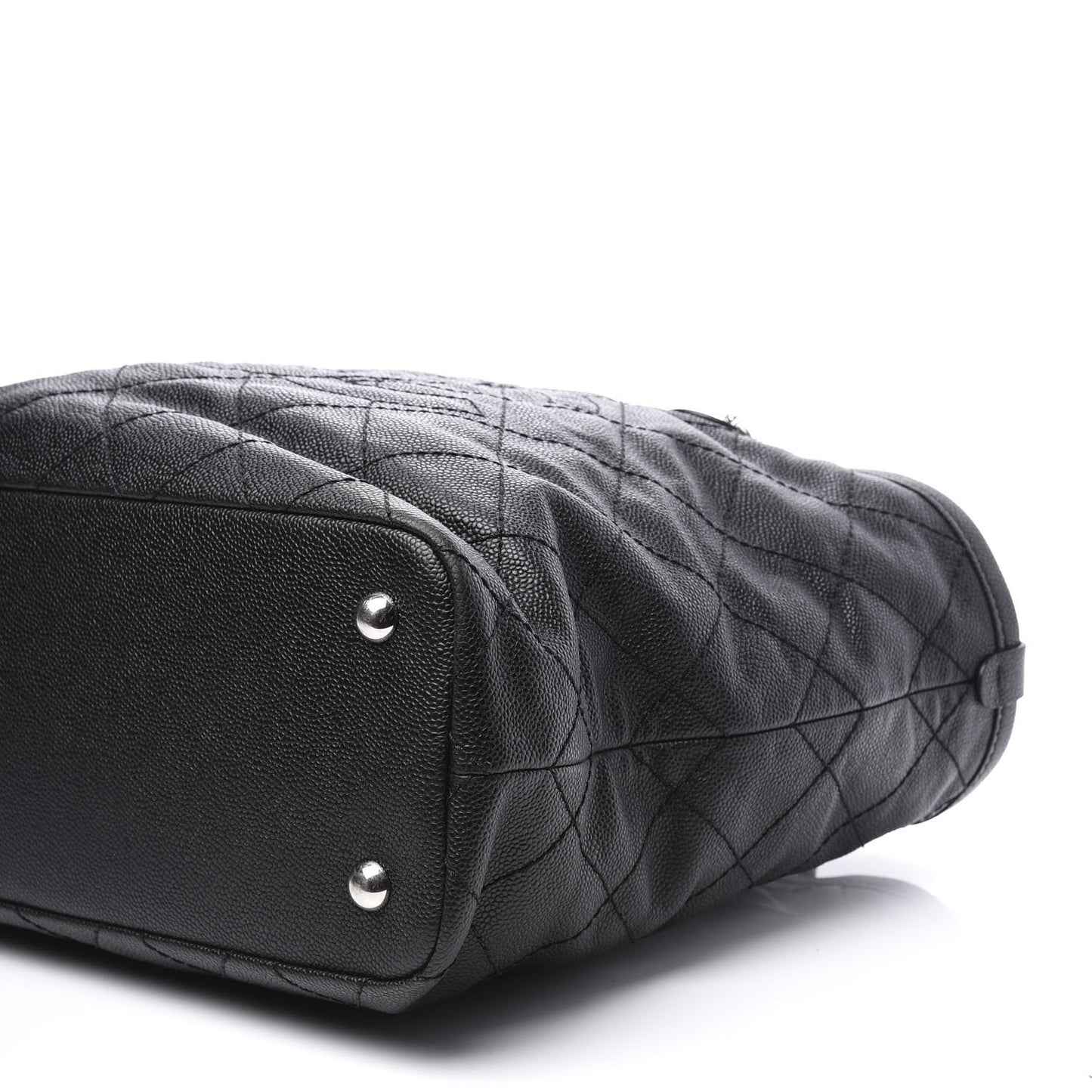 Grained Calfskin Quilted Small Daily Shopping Tote Black