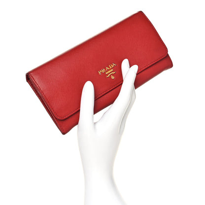 Prada Saffiano Metal Continental Flap Wallet Fuoco 2 of 14