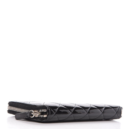 Chanel Patent Quilted Zip Around Wallet Black 4 of 10