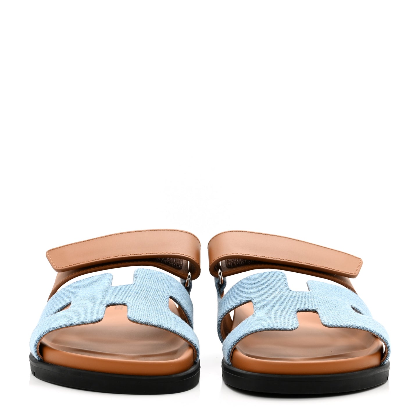 Denim Calfskin Womens Chypre Sandals 37.5 Bleu Clair Naturel