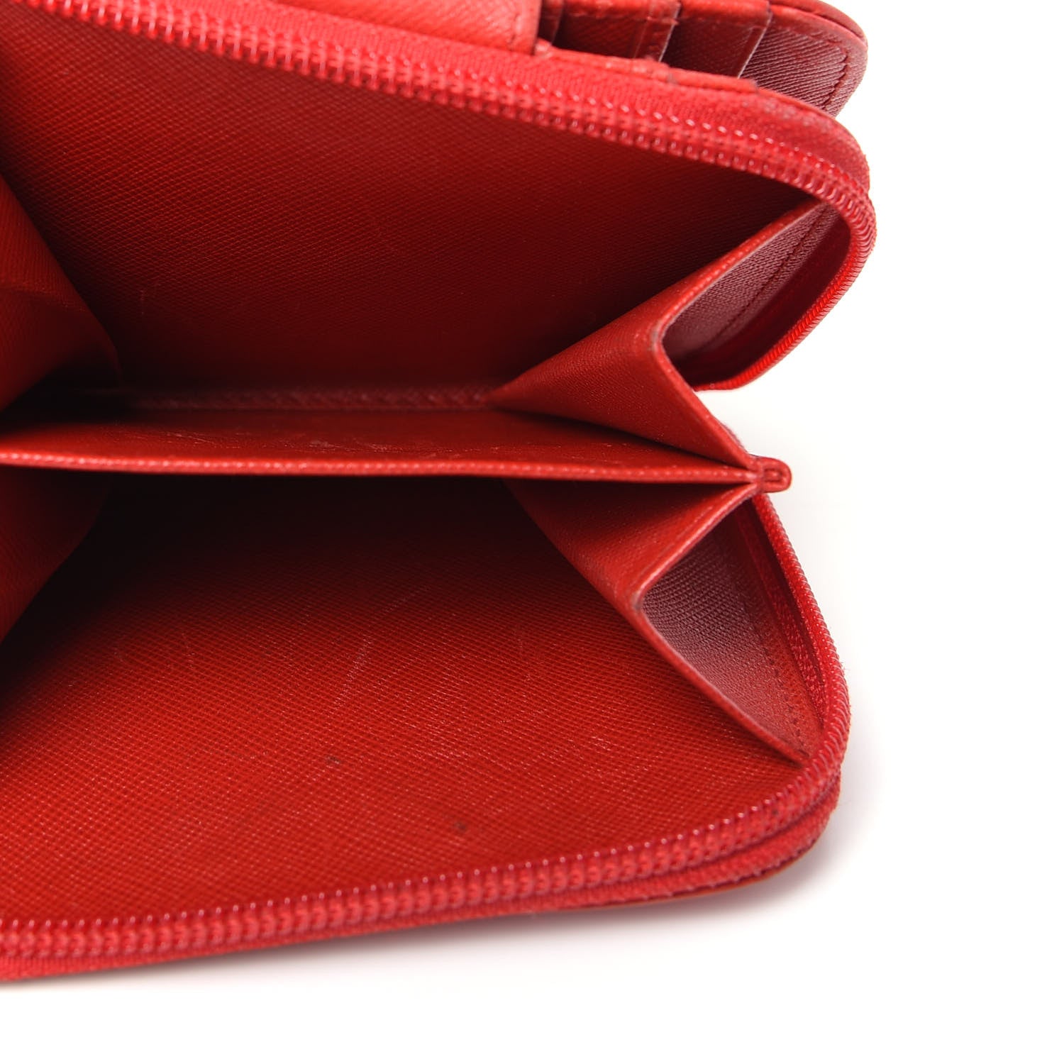 Prada Saffiano Metal Compact Zip Around Wallet Fuoco 5 of 8