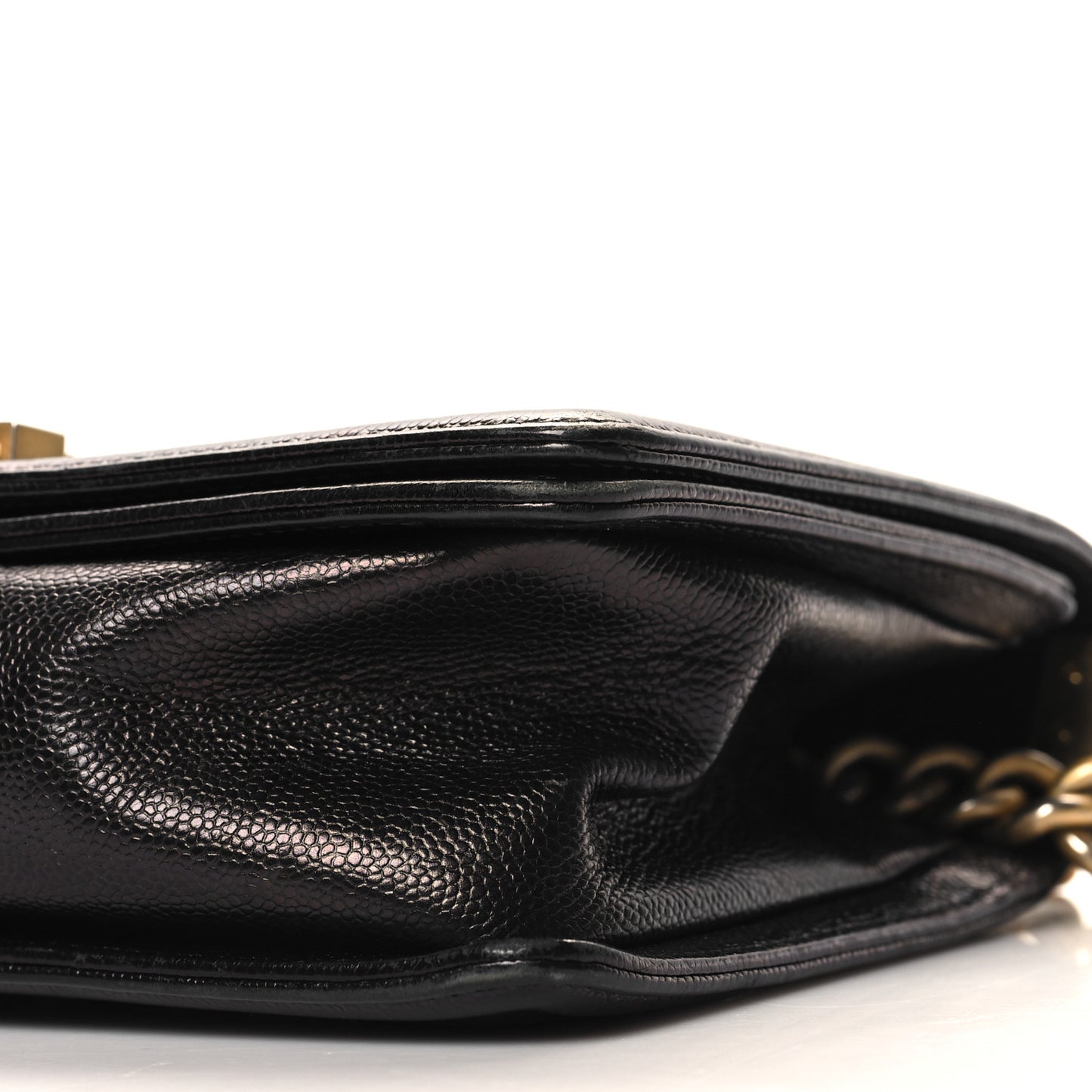 Metallic Caviar Chevron Quilted Medium Boy Flap Black