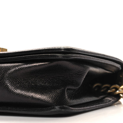 Chanel Metallic Caviar Chevron Quilted Medium Boy Flap Black 10 of 12