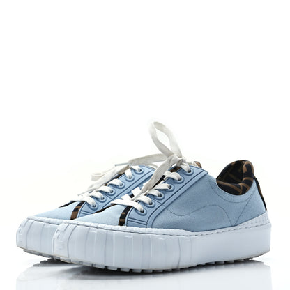 Fendi Canvas Lycra TPU FF Womens Fendi Force Low Top Sneakers 36.5 Sky Tobacco Black 3 of 8