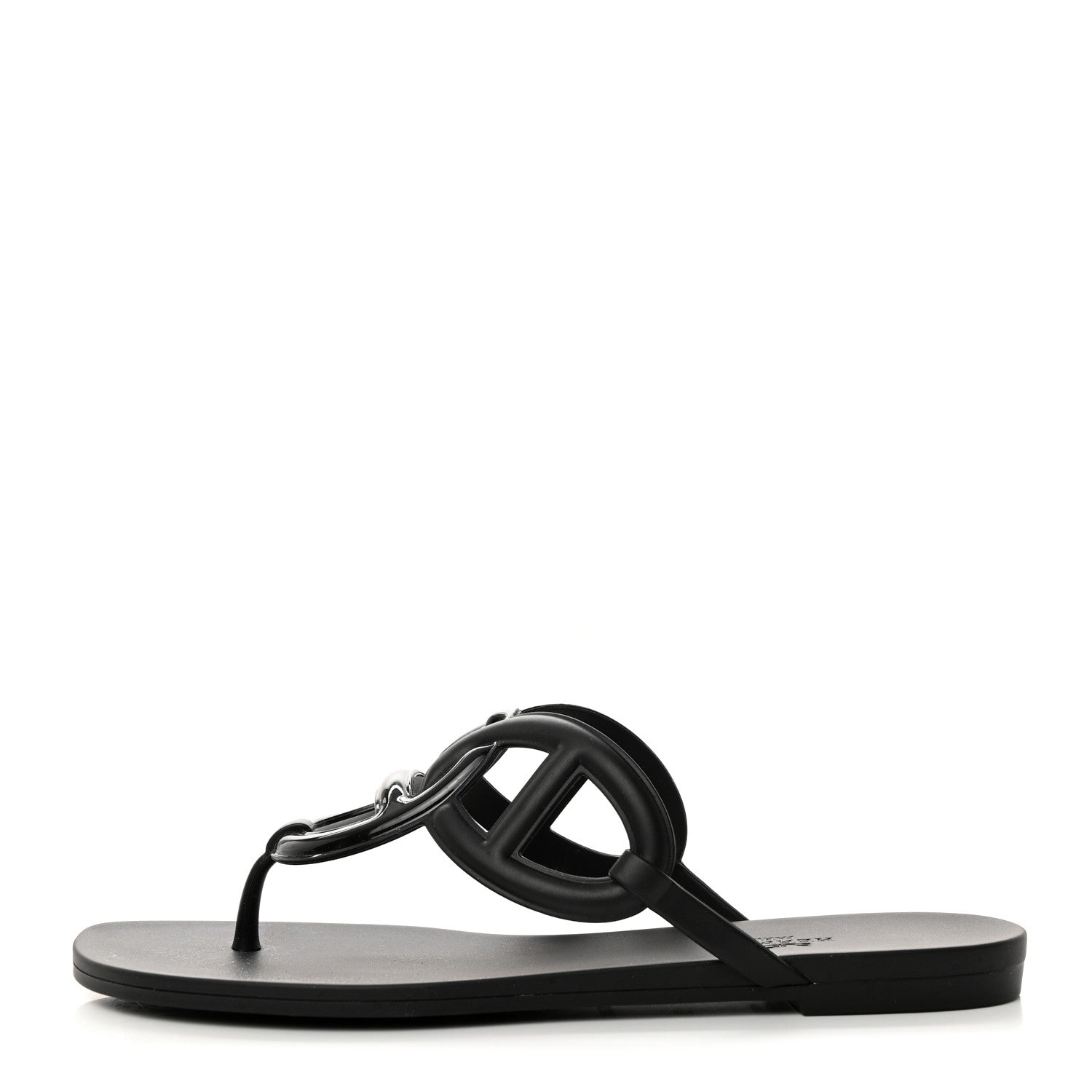 Hermes Rubber Womens Egerie Sandals 38 Black 1 of 9