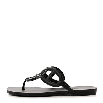 Hermes Rubber Womens Egerie Sandals 38 Black 1 of 9