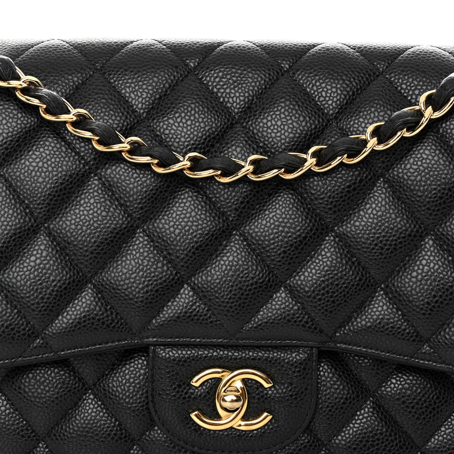 Caviar Quilted Jumbo Double Flap Black