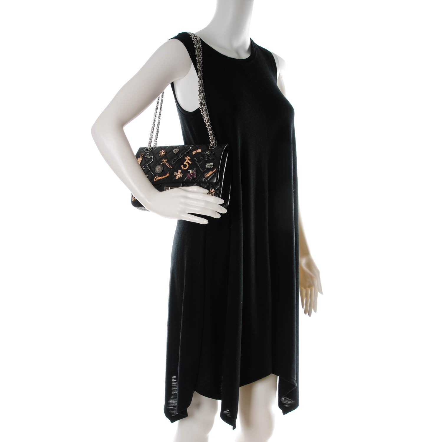 Chanel Aged Calfskin Lucky Charms 2.55 Reissue 225 Flap Black 2 of 7