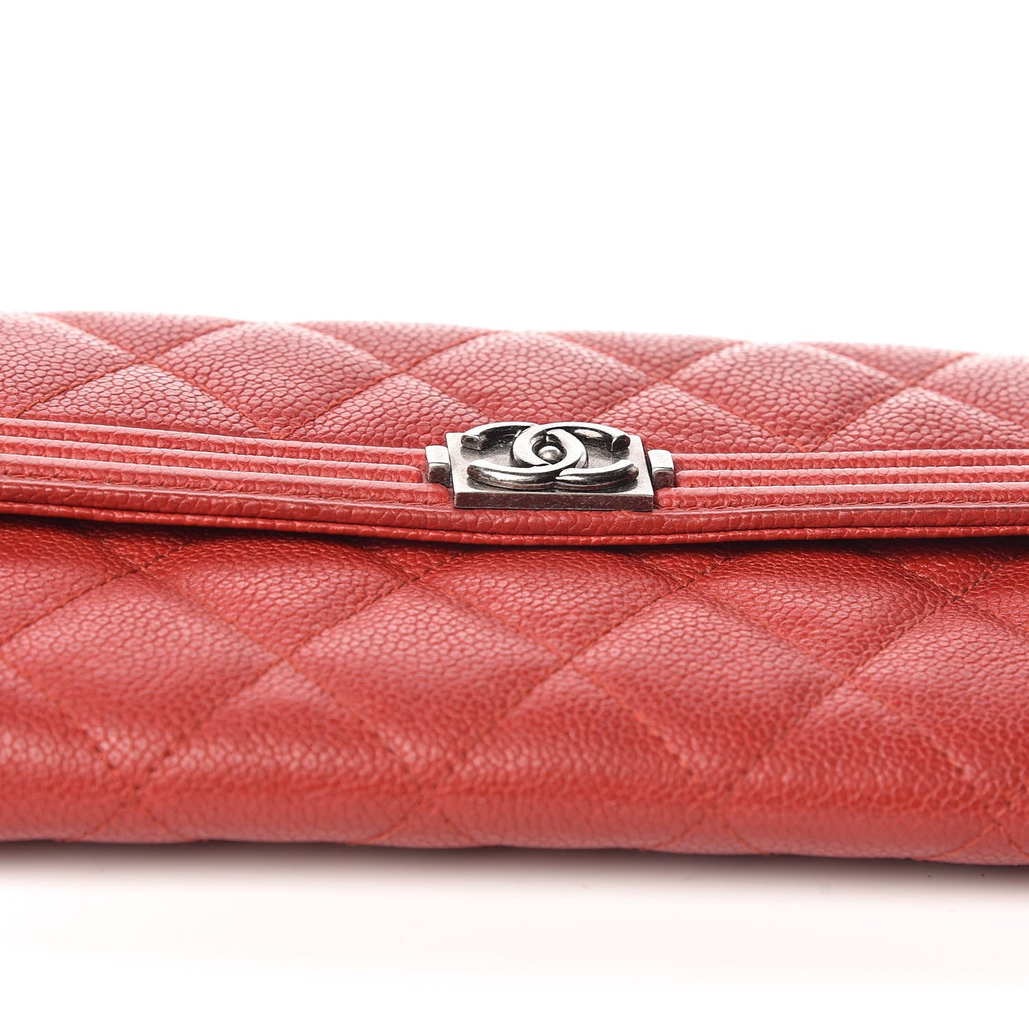 Caviar Quilted Boy Flap Wallet Red