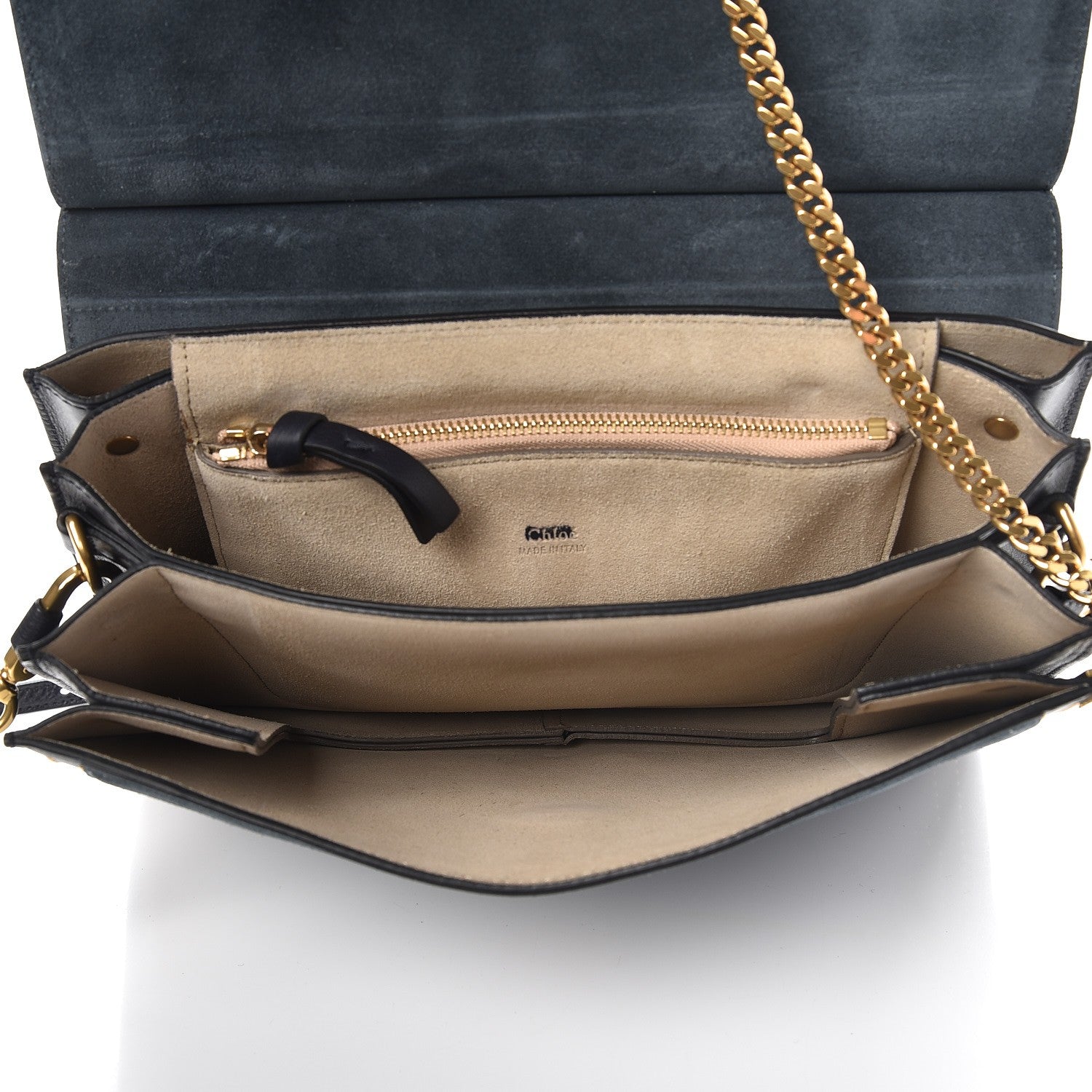 Chloe Calfskin Suede Studded Medium Faye Shoulder Bag Full Blue 6 of 8