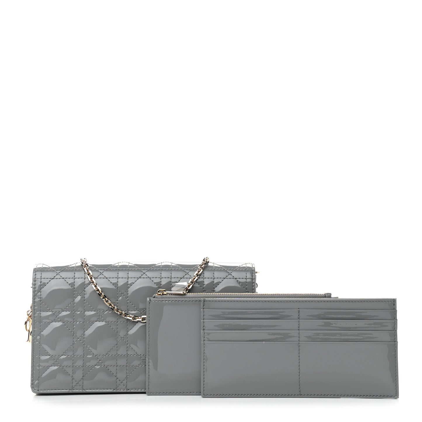 Patent Cannage Lady Dior Convertible Clutch Grey