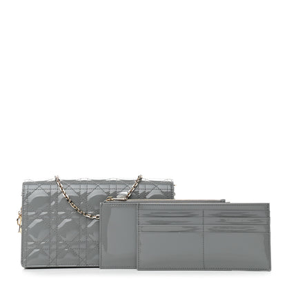 Christian Dior Patent Cannage Lady Dior Convertible Clutch Grey 1 of 10