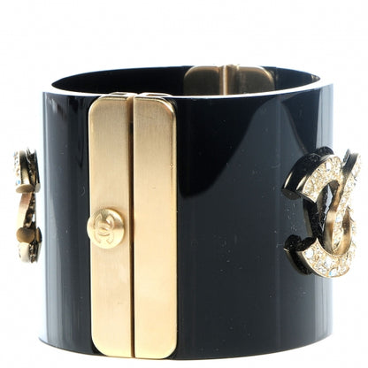 Chanel Resin Crystal CC Cuff Black Gold 4 of 7