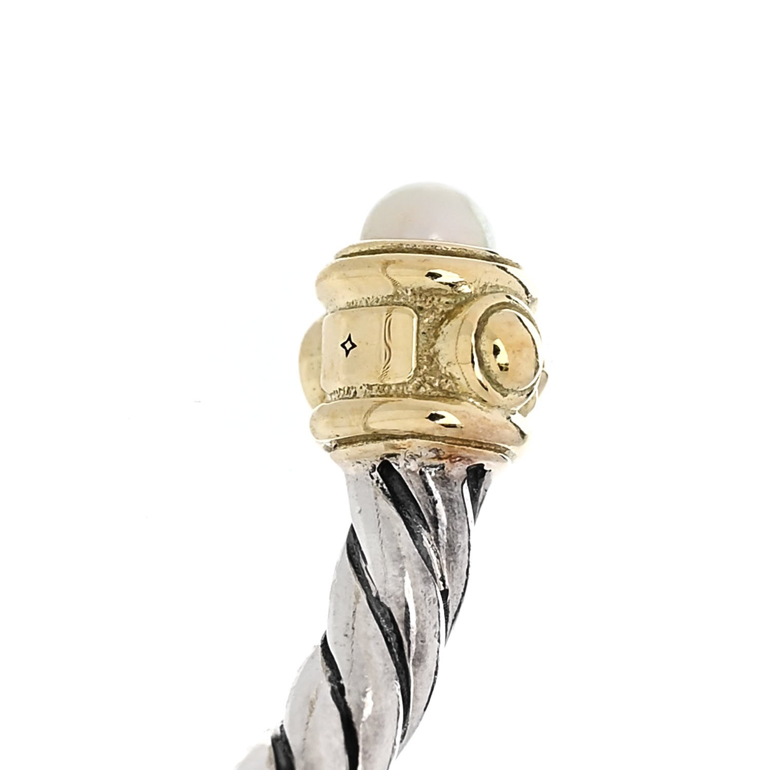 David Yurman Sterling Silver 14K Yellow Gold Diamond Pearl Renaissance Ring 50 5.25 5 of 5