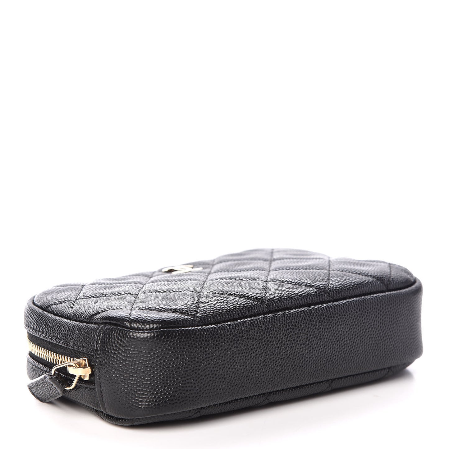 Caviar Quilted Small Curvy Pouch Cosmetic Case Black