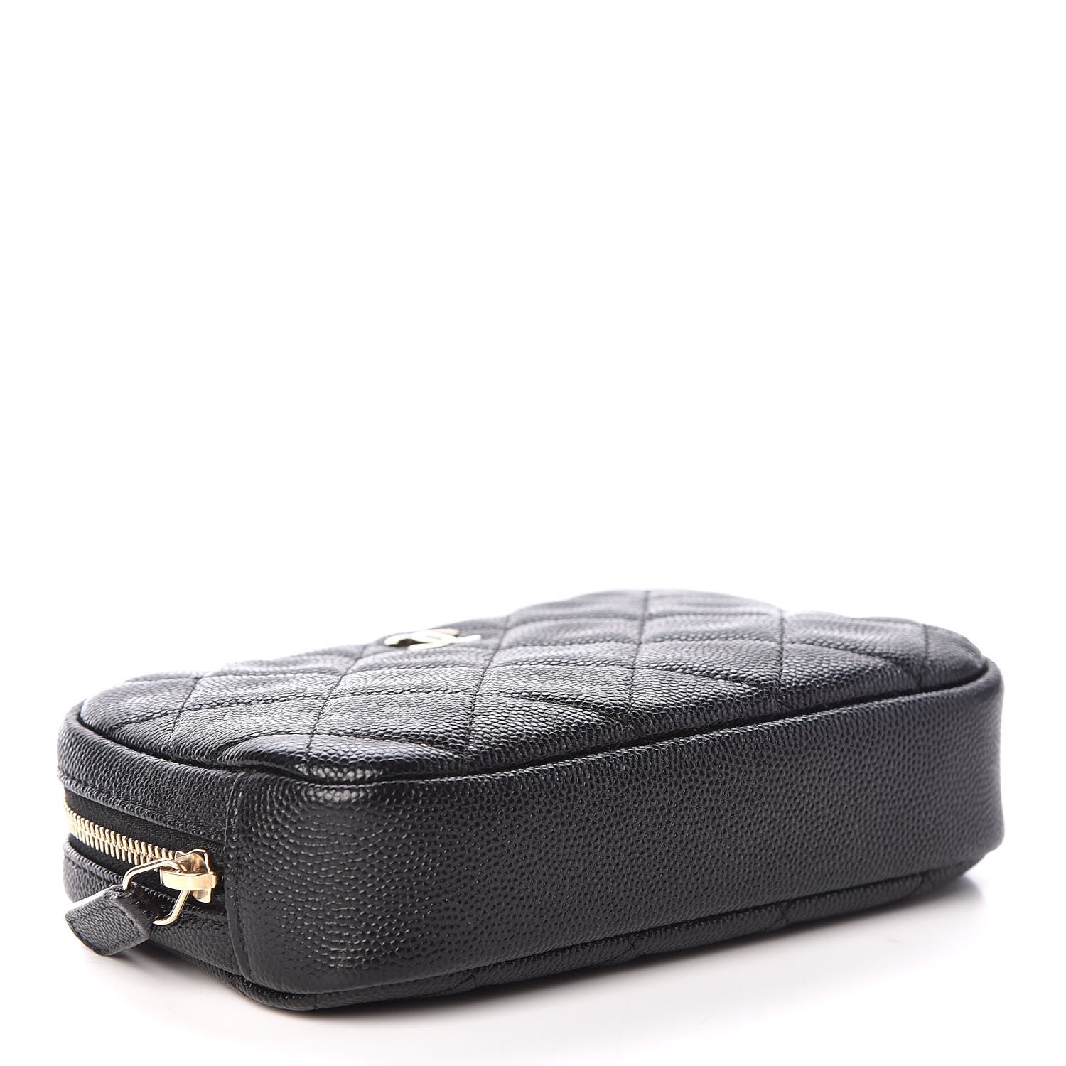 Chanel Caviar Quilted Small Curvy Pouch Cosmetic Case Black 4 of 10