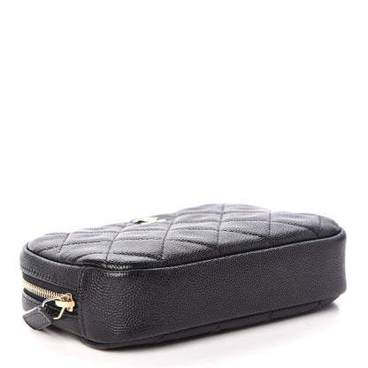 Chanel Caviar Quilted Small Curvy Pouch Cosmetic Case Black 4 of 10